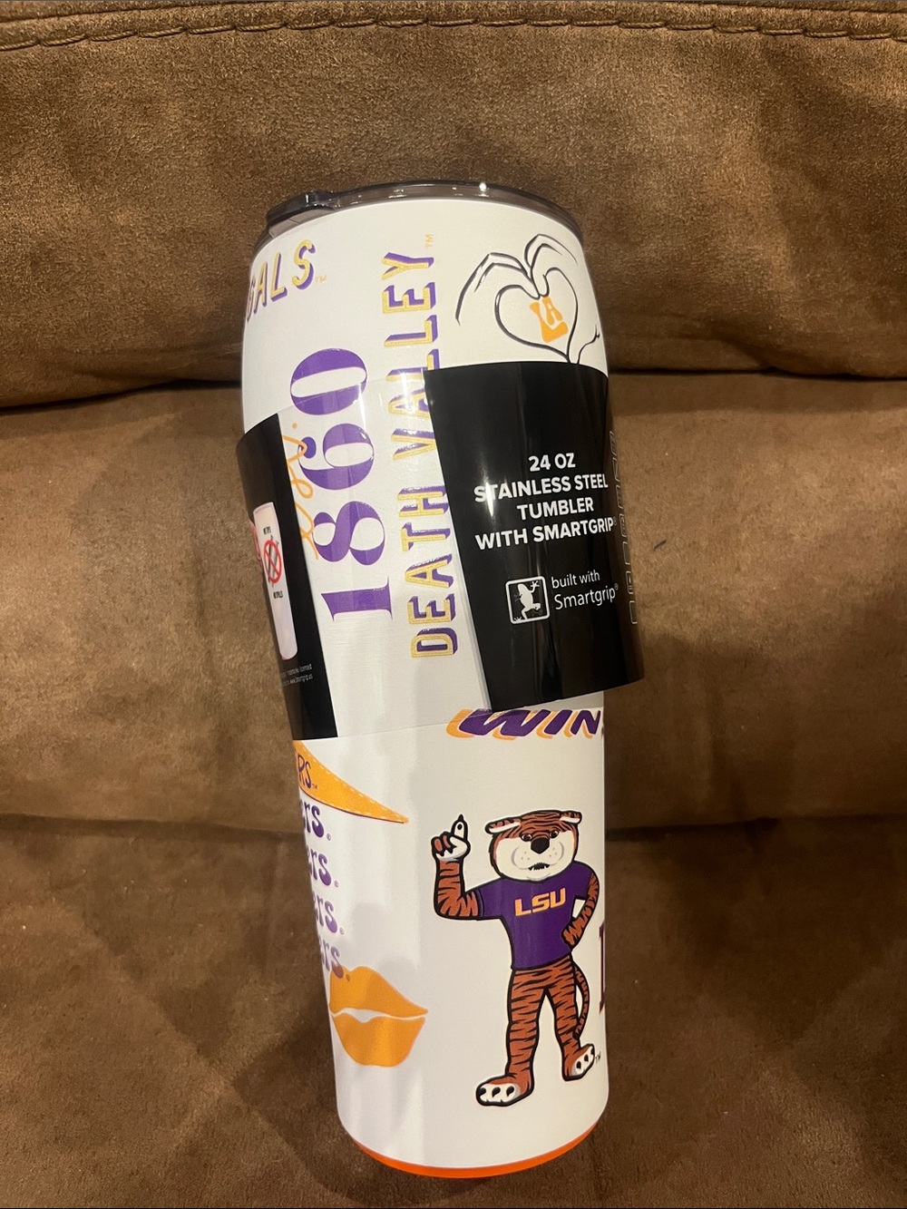LSU White & Purple 24 oz Stainless Steel Tumbler